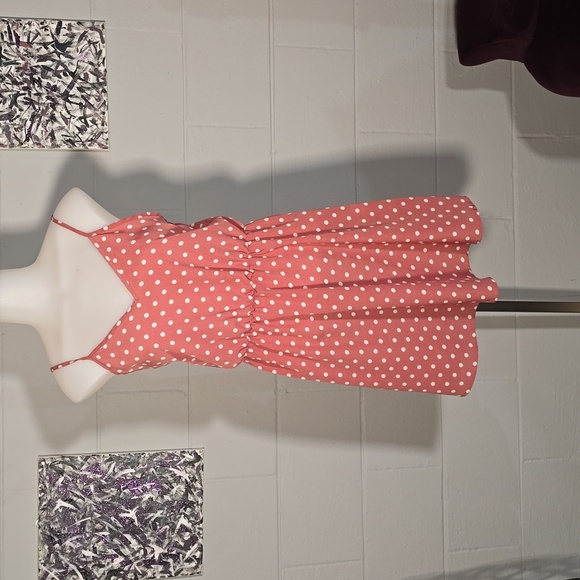 Pink with white Polk a dots dress - Picture 1 of 6